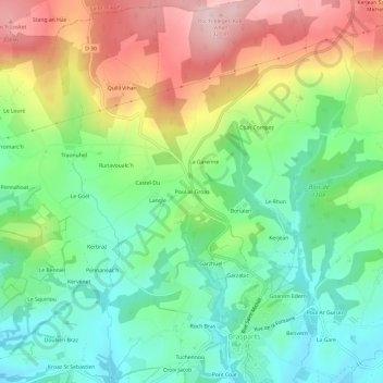 Poul ar Groas topographic map, elevation, terrain