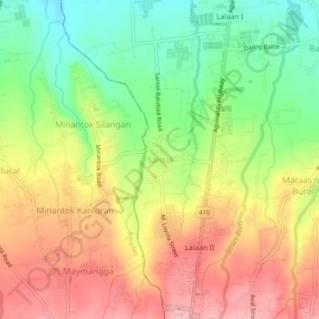 Santol topographic map, elevation, terrain