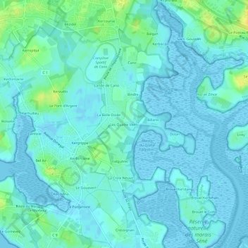 Les Quatre Vents topographic map, elevation, terrain