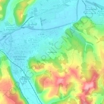 Les Rebières topographic map, elevation, terrain