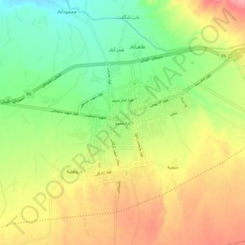 Bardsir topographic map, elevation, terrain