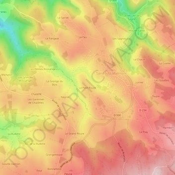 Le Petit Roure topographic map, elevation, terrain