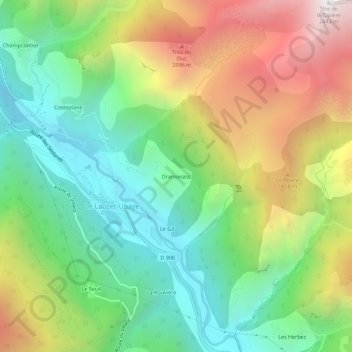 Dramonasc topographic map, elevation, terrain