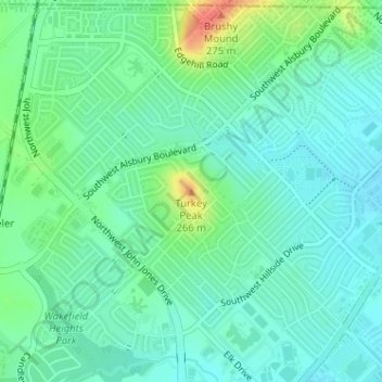 Turkey Peak topographic map, elevation, terrain