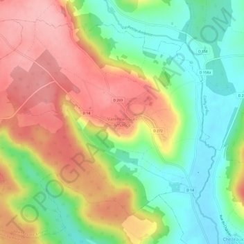 Varennes-sur-Amance topographic map, elevation, terrain