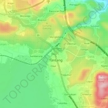 Petet topographic map, elevation, terrain