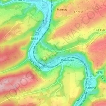 Montfort topographic map, elevation, terrain