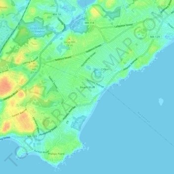 Beach Bluff topographic map, elevation, terrain