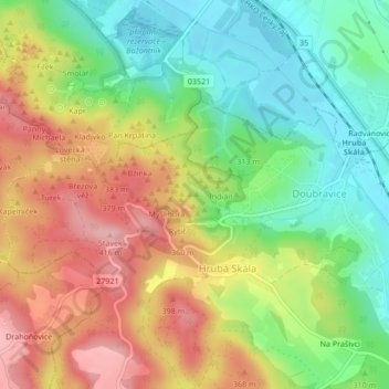Hvozdík topographic map, elevation, terrain