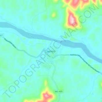 Jacinto topographic map, elevation, terrain
