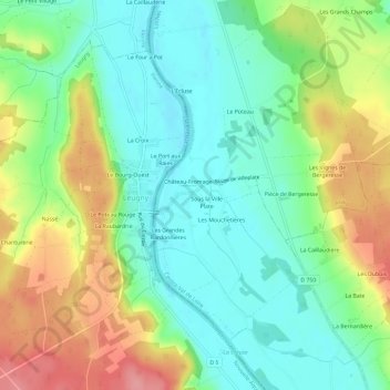 Villeplate topographic map, elevation, terrain