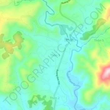 Thôn 3 topographic map, elevation, terrain