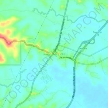 Sungai Merdeka topographic map, elevation, terrain