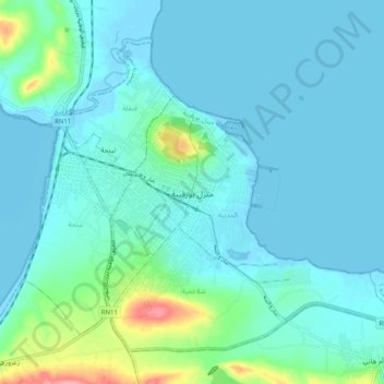 Menzel Bourguiba topographic map, elevation, terrain