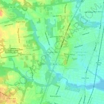 Osbornes Mills topographic map, elevation, terrain