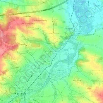 Petzenkirchen topographic map, elevation, terrain