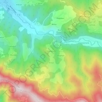Perteguet topographic map, elevation, terrain