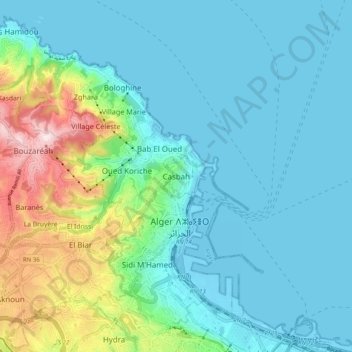 Casbah topographic map, elevation, terrain