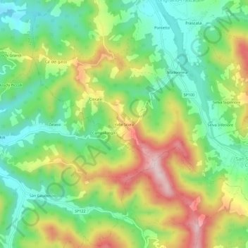Valle Scura topographic map, elevation, terrain
