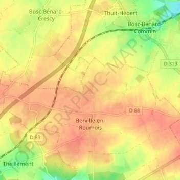 La Mennerie topographic map, elevation, terrain