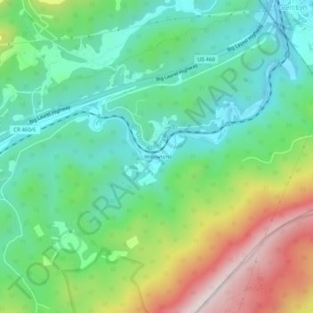 Willowton topographic map, elevation, terrain