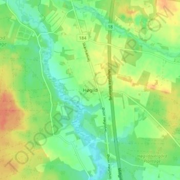 Høgild topographic map, elevation, terrain