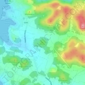 Ricco topographic map, elevation, terrain