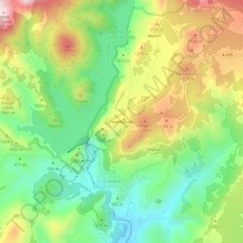 Puentezuela topographic map, elevation, terrain