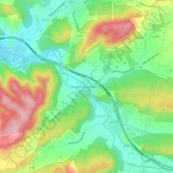Pont de Bayeux topographic map, elevation, terrain