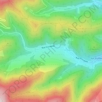 Fourrière topographic map, elevation, terrain