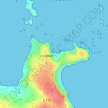 Espace du Kelenn topographic map, elevation, terrain