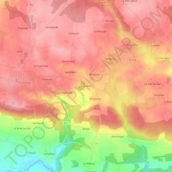 Kernihel topographic map, elevation, terrain