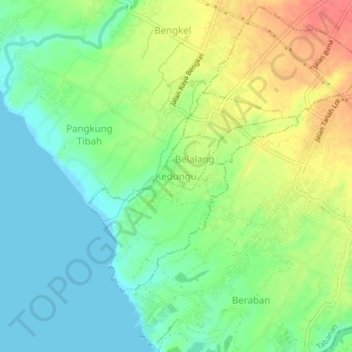 Kedungu topographic map, elevation, terrain