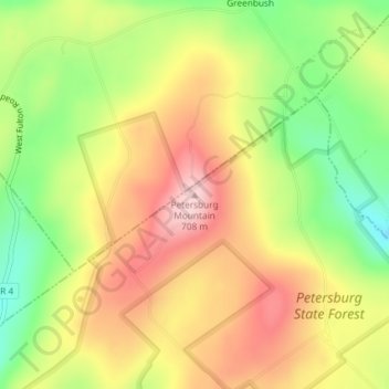 Petersburg Mountain topographic map, elevation, terrain