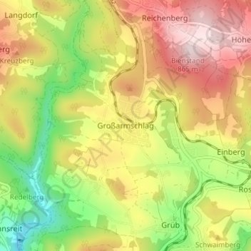 Großarmschlag topographic map, elevation, terrain
