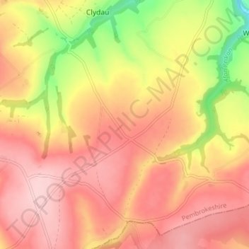 Pant-yr-hwddwch topographic map, elevation, terrain