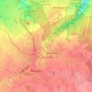 Mouligneau topographic map, elevation, terrain