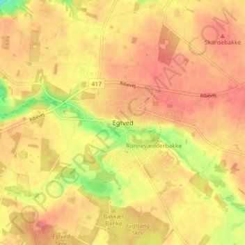 Egtved topographic map, elevation, terrain