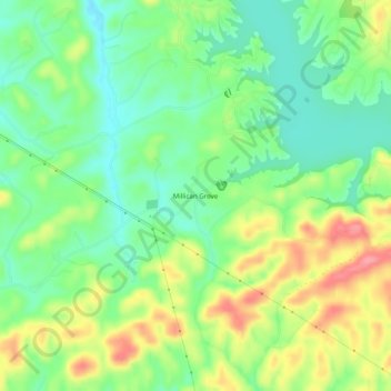 Millican Grove topographic map, elevation, terrain