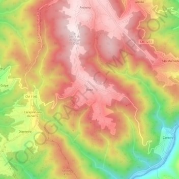 Roxo topographic map, elevation, terrain