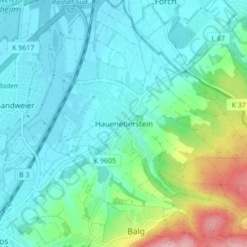 Haueneberstein topographic map, elevation, terrain