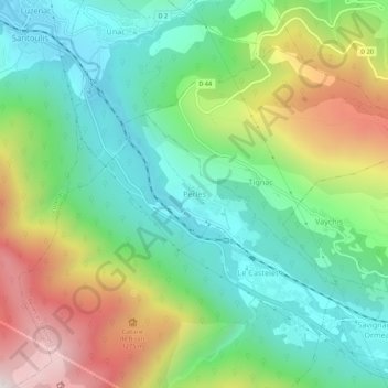 Perles topographic map, elevation, terrain