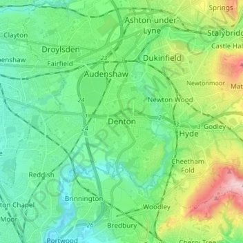 Denton topographic map, elevation, terrain