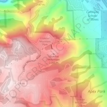 Lookout Mountain topographic map, elevation, terrain