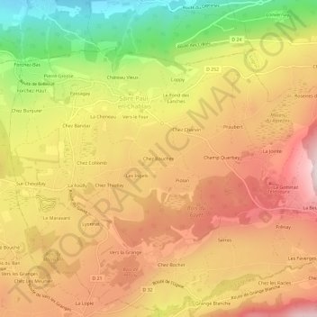 Chez Bouchex topographic map, elevation, terrain