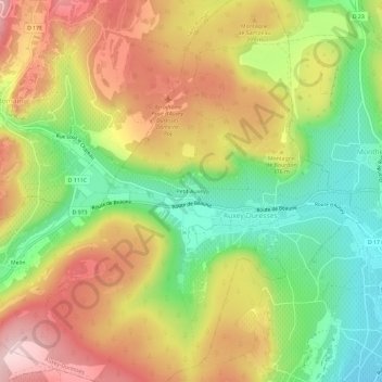 Petit-Auxey topographic map, elevation, terrain
