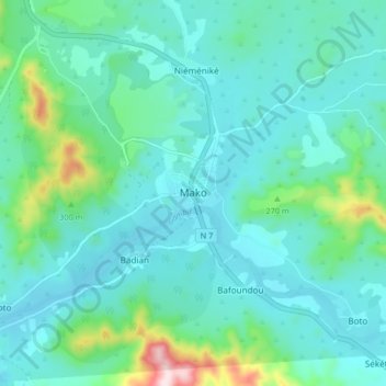 Mako topographic map, elevation, terrain