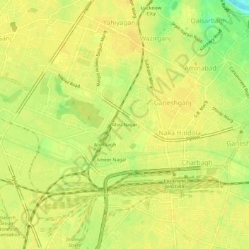 Moti Nagar topographic map, elevation, terrain