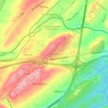 Rock Ridge topographic map, elevation, terrain
