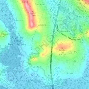 Lutaba topographic map, elevation, terrain